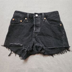 Levi's Black Jean Shorts 501 Raw Hem Shorts Sz 25